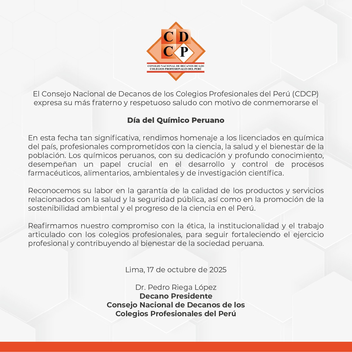 DÍA DEL QUÍMICO PERUANO